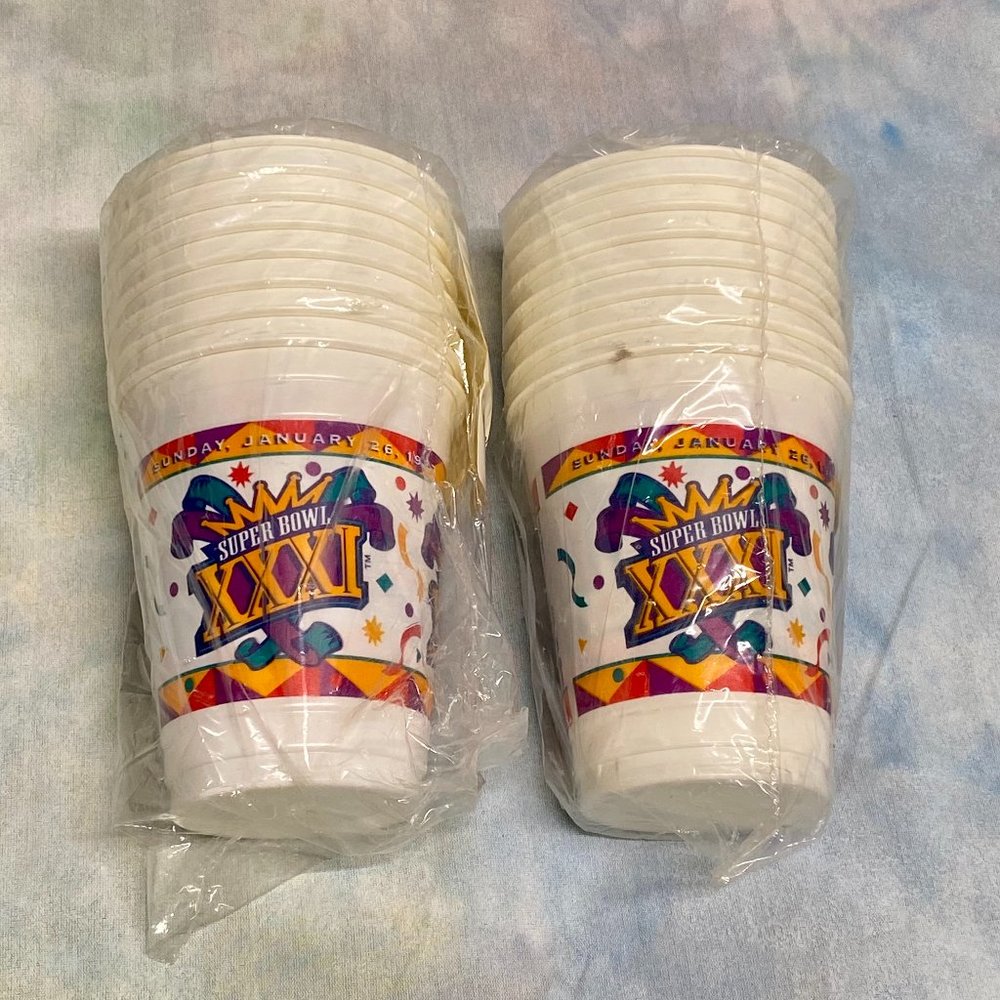 Vintage Super Bowl XXXI Party Cups Packs of 8 Hallmark 1997 Sealed RARE